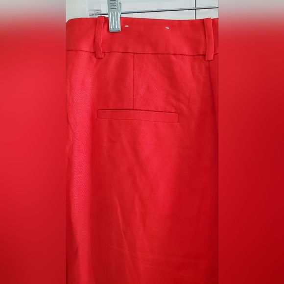 LOFT Peyton Trouser Pants Women 10 Orange Red Linen Viscose Wide Leg Pleated - Picture 7 of 10